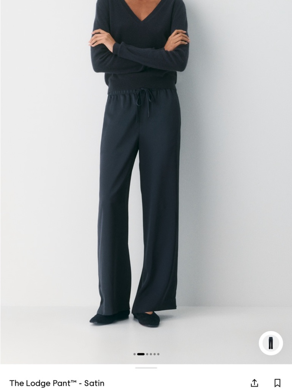 Aritzia Lodge Pant™ Satin Wide-Leg Pants in Navy